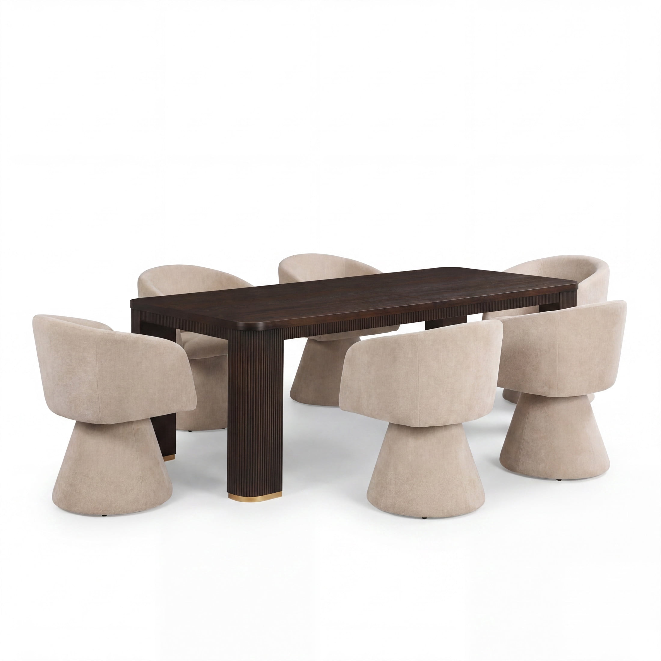 Christopher Knight Home 7-Piece Modern Dining Set, Swivel Upholstered Chairs and 90" Table, Espresso+Oatmeal