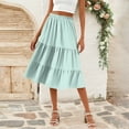 thumbnail image 2 of WTOBBY Women's Casual High Waist Drawstring A-line Solid Color Skirt with Pockets, Flowy Maxi Design for Everyday Wear, Bohemian Style Elastic Waist Skirt,Mint Green M, 2 of 5