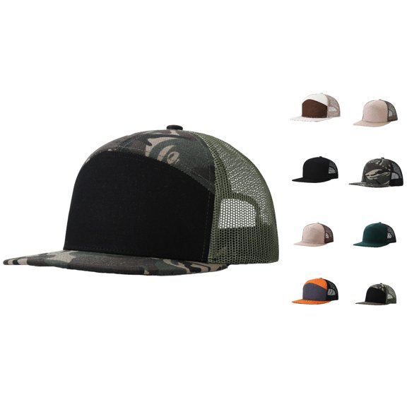 SUXIAN Baseball Cap Seven Piece Truck Driver Mesh Breathable Adjustable Uv Protection Hats One Size