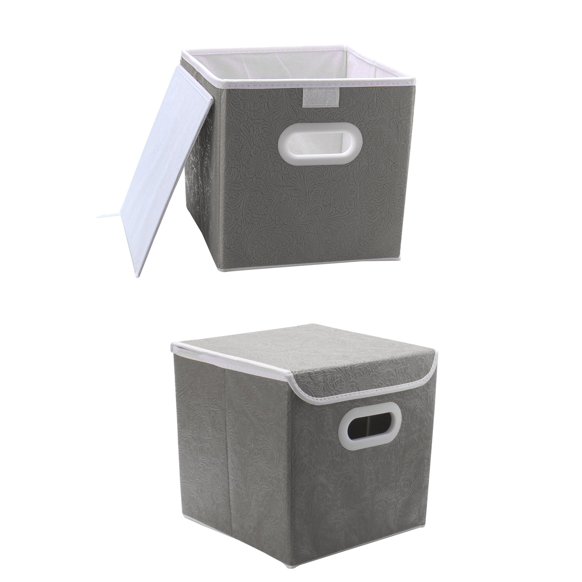 Storage Bins Cubes Toy Boxes Organizer for Closet Shelves Gray 2 Packs
