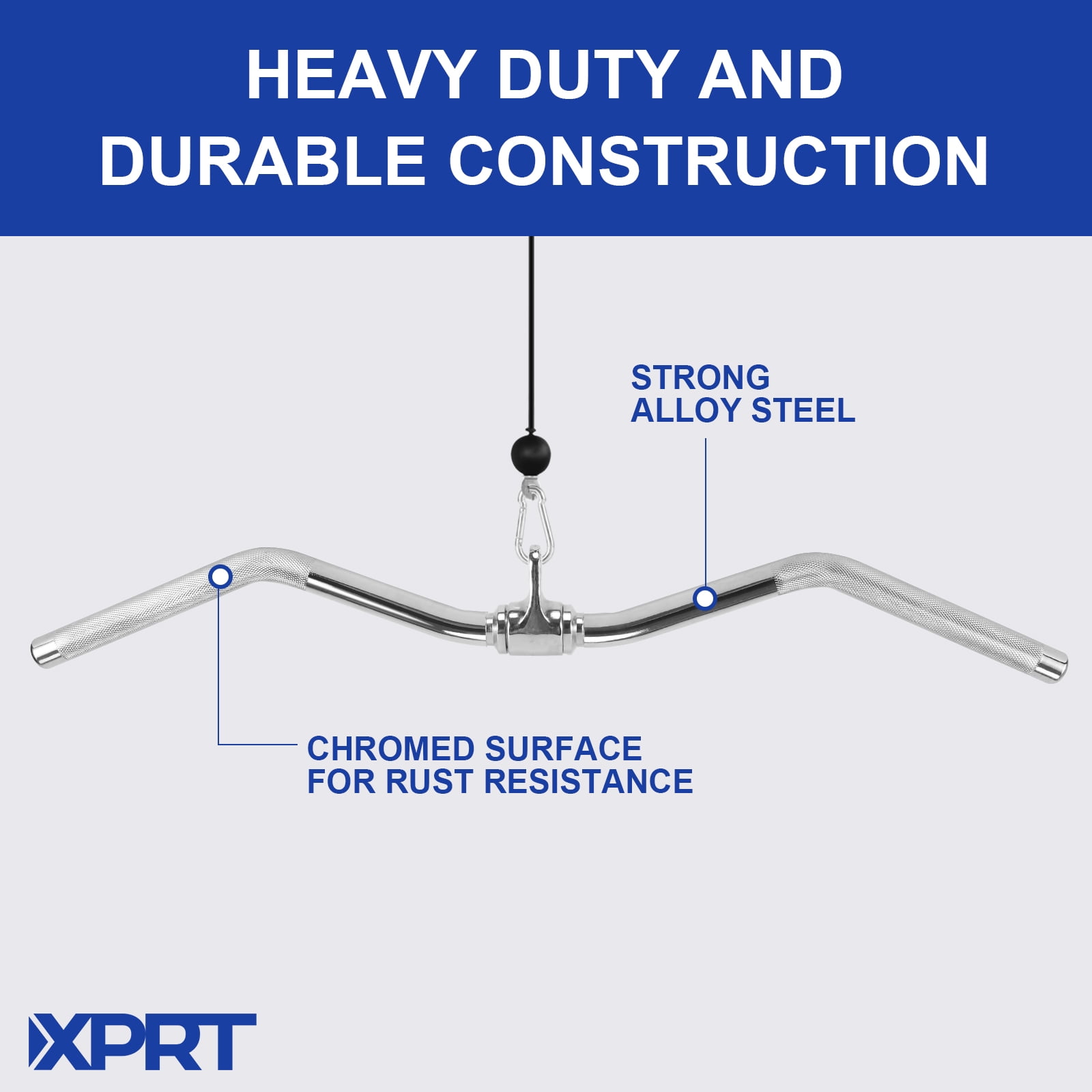 XPRT Fitness 29’’ LAT Pulldown Cable Machine Attachment Exercise Bar with Textured Handles, Solid Steel