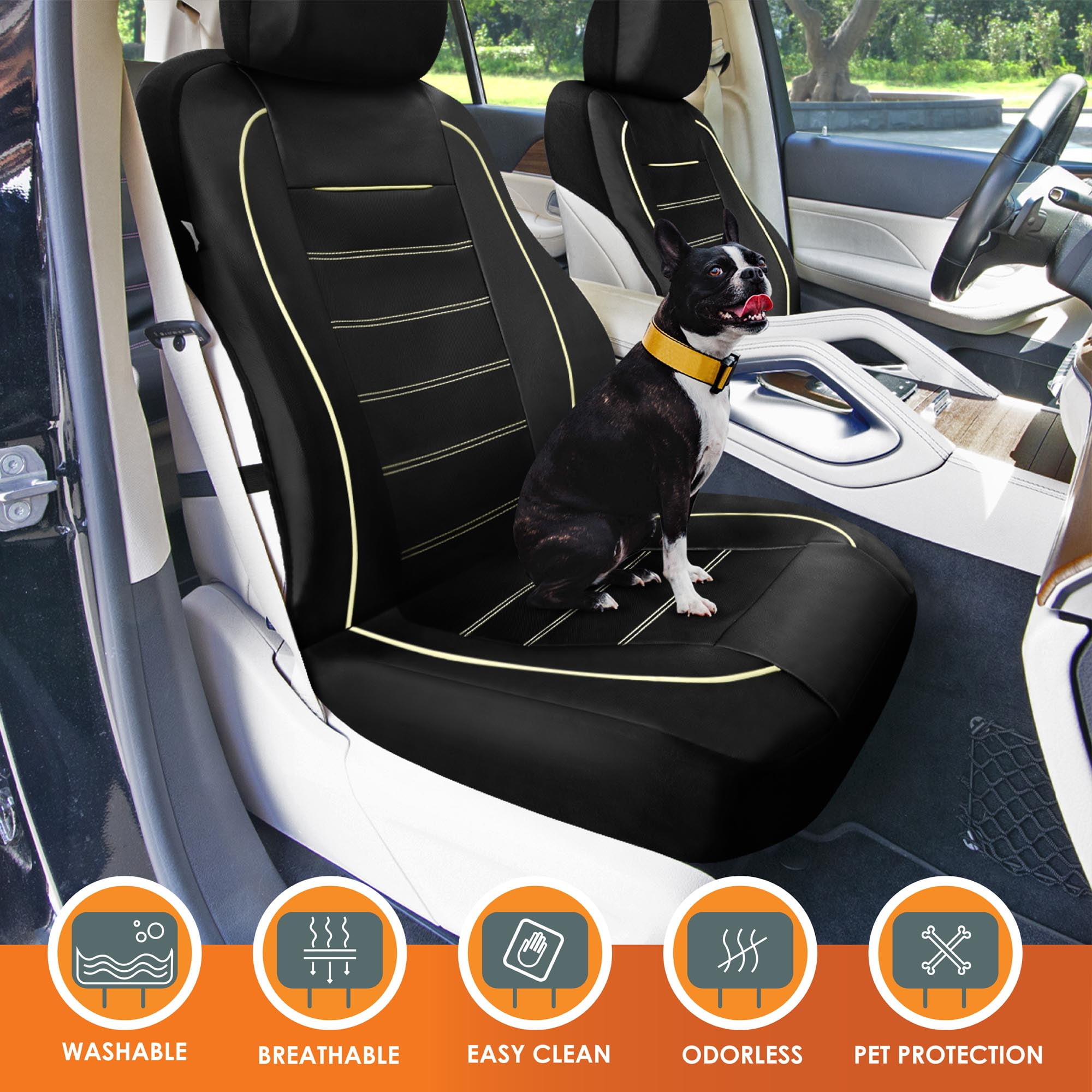 Universal Fit Car Seat Cover – Full Set of Automotive Car Seat Covers, Premier Leatherette Seat Covers, Water-resistant Seat Protector for Cars, Trucks, SUVs and Vans