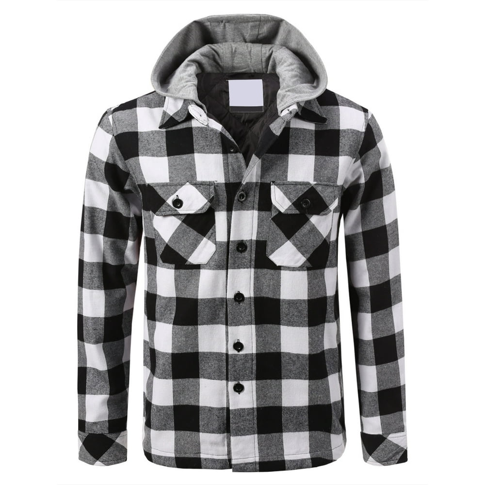 Shaka - Shaka Men's Flannel Hooded Jacket White/Black Small - Walmart ...