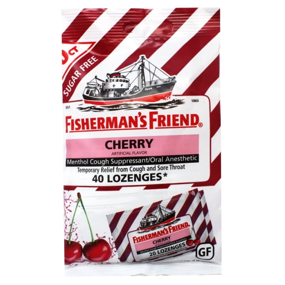 Fisherman's Friend Menthol Cough Suppressant Lozenges Cherry Sugar Free 2-Bags - 40 ct