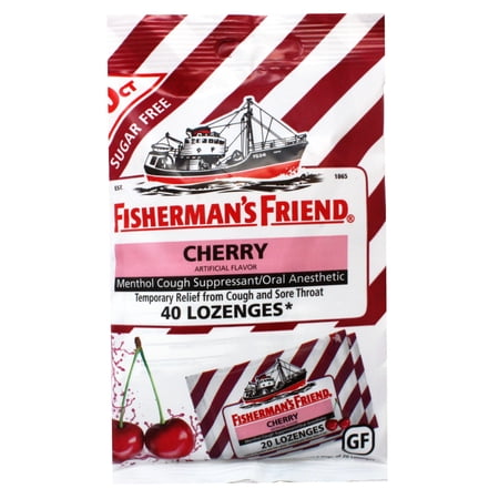 (24 Pack) Cough Drops by Fisherman's Friend, Cough Suppressant and Sore Throat Lozenges, Cherry Sugar Free Menthol Flavor, 40 Count