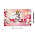 thumbnail image 3 of Pink Themed 3rd Birthday Banner with Crown and Glittery Number 3 Background Backdrop Happy Birthday Party Supplies Photo Props Decors for Birthday Party Photography Events Celebrations, 3 of 7