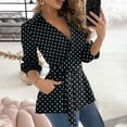 thumbnail image 2 of Fouhkni Womens Long Sleeve Tops V Neck Belted Blouses Dressy Casual Elegant Wrap Shirts with Pockets, 2 of 6