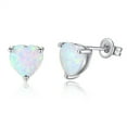 thumbnail image 5 of Joyas Pendientes Pendientes de moda redondos blancos Pendientes de ópalo con piedra natural Pendientes de ópalo, 5 of 5