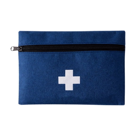 First Aid Pouch, Slim Portable Navy Blue Emergency Medical Bag, 1 Pack Compact Zippered Storage Pouch, for Travel Camping Outdoor Home Car Workplace Medical Supplies Organization