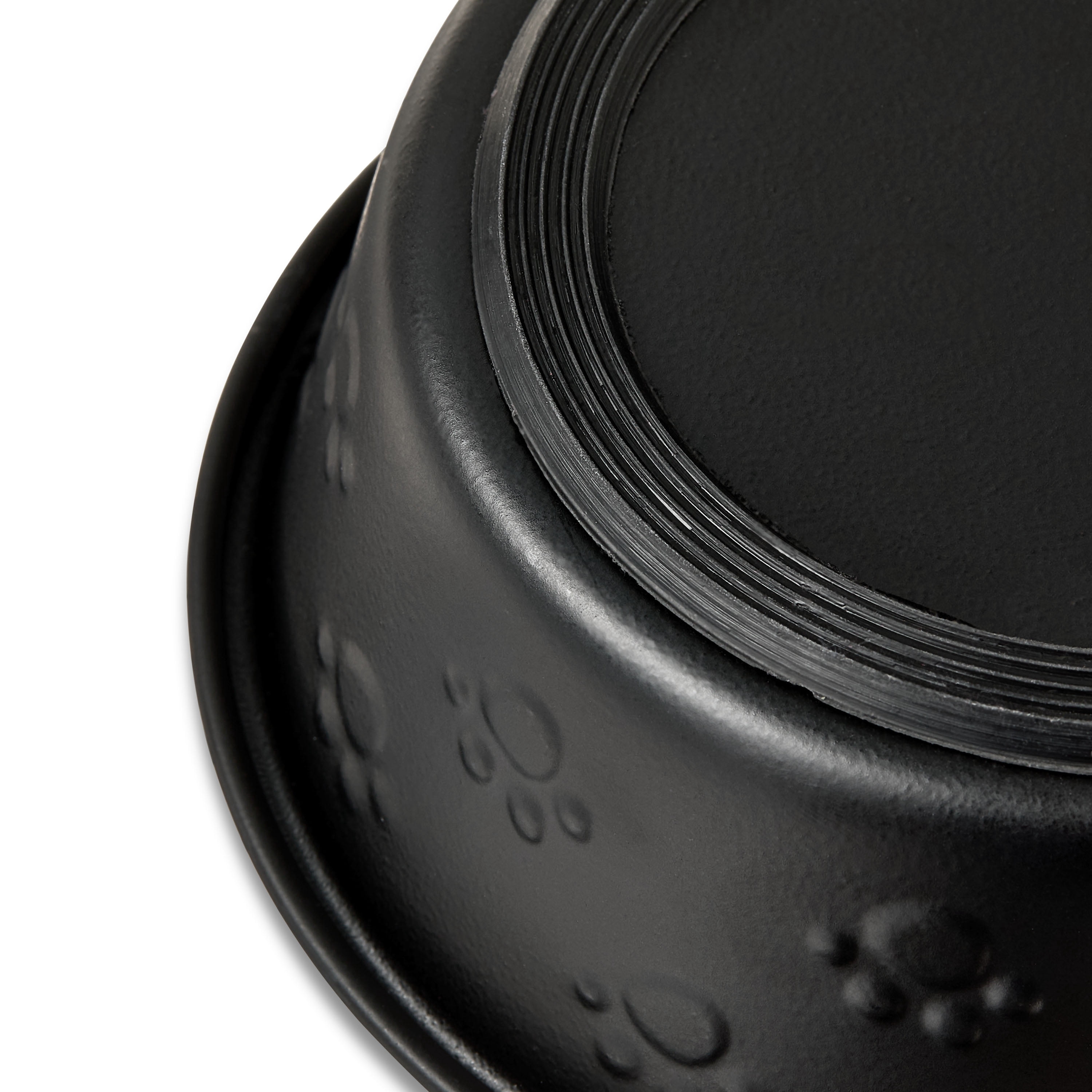 Vibrant Life Small Stainless Steel Embossed Dog Bowl, Black Paws