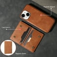 thumbnail image 5 of Detachable Wallet Case for iPhone 15 Card Slots Holder, Premium PU Leather Magnetic Cover Compatible with Mag-Safe, Shockproof Removable Flip Kickstand Protective Case, Brown, 5 of 6
