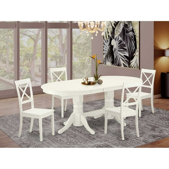 East West Furniture Dining Room Set Linen White, VABO5-LWH-W