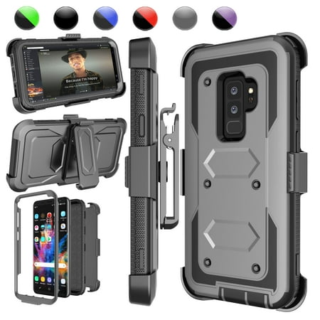 Galaxy Note 8 / S9 Plus / S9 Cases Cover, Galaxy S9 Holster Belt, Njjex Heavy Duty Protection Full-body Rugged with Kickstand + Holster Belt Clip Carrying Armor Case (Galaxy Note 8 Best Case)