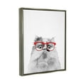 thumbnail image 3 of Stupell Industries Funny Face Cat Wearing Glasses Animals & Insects Painting Gray Floater Framed Art Print Wall Art, 3 of 6