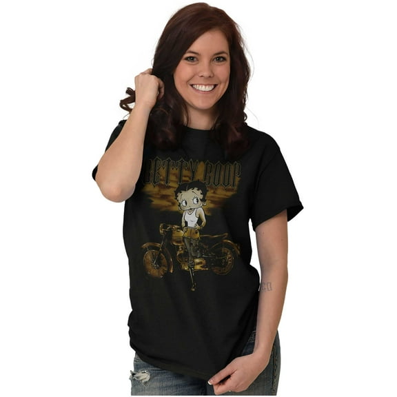 Vintage Betty Boop Tough Biker Babe Women's Graphic T Shirt Tees Brisco Brands S