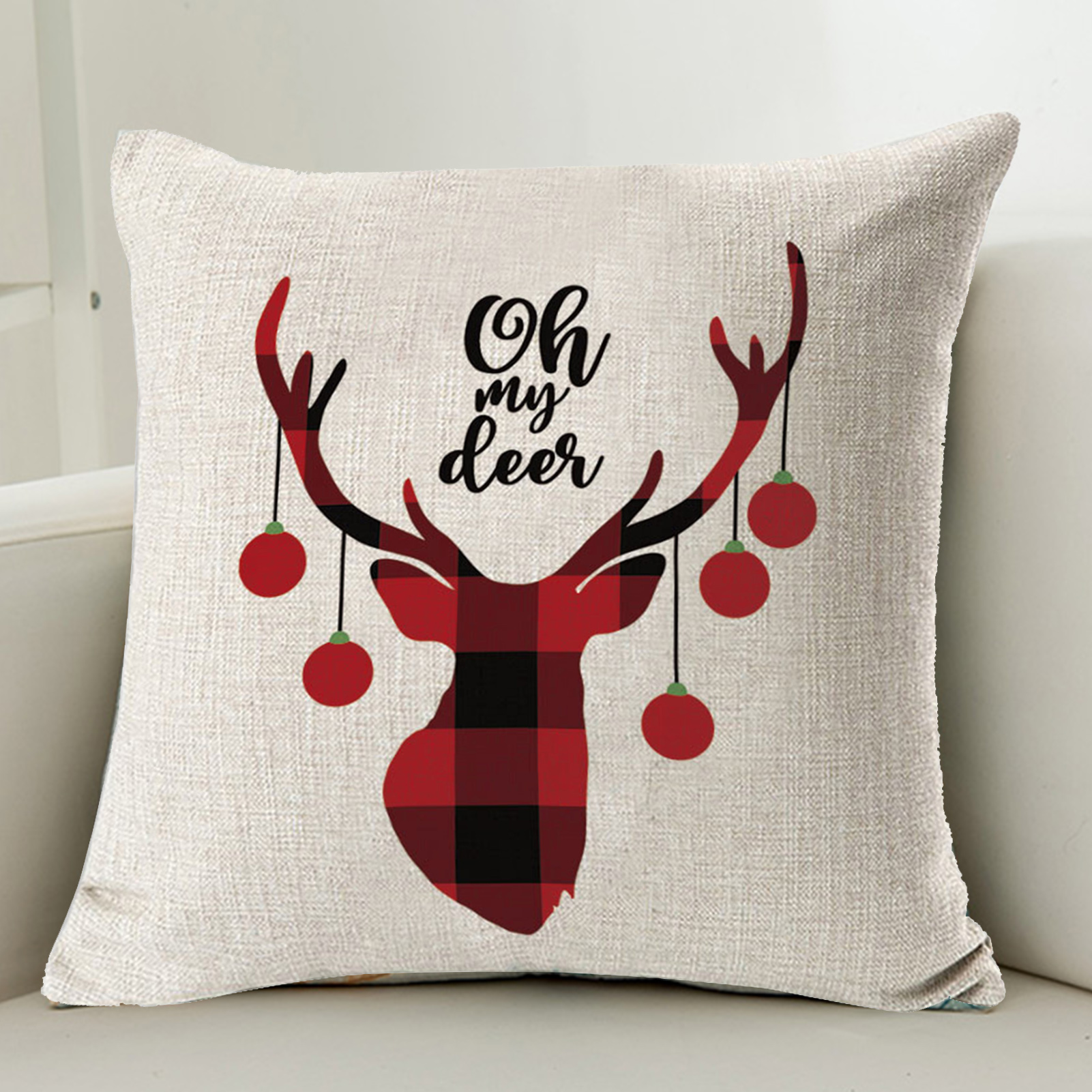 UDIYO Printed Pillow Cover Skinfriendly Flax Singlesided Breathable