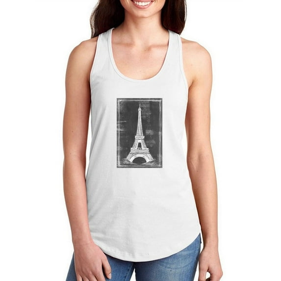 Eiffel Tower Chalk Art Racerback Tank Women -Ethan Harper Designs, Female XX-Large