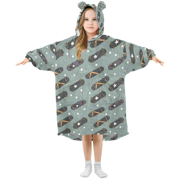 joogoo Wearable Blanket Hoodie for Skateboard Stars Oversized Sherpa Hooded 3-14 YR M