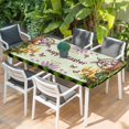 thumbnail image 2 of Happy Easter Table Cloths for 5 Foot Rectangle Tables, Rabbit Eggs Spring Mushrooms Botanical Green Plaid Patio Waterproof Elastic Fitted Tablecloths, Washable Rectangular Table Cover for Camping, 2 of 8