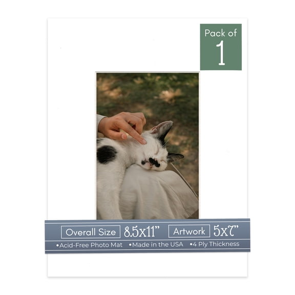 Off White Pebble Picture Frame Mat for 8.5x11 Frames - Fits 5x7 Photos - 1 Mat