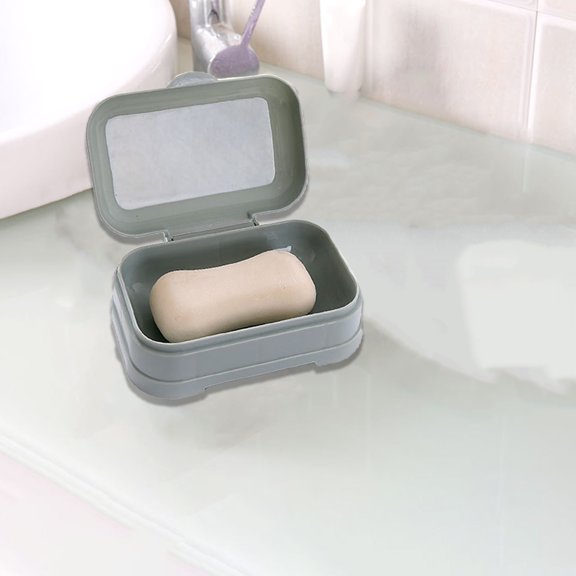 Kugisaki Soap Dish Double Layer Draining Soap Holder with Lid & Water Tray for Bathroom Shower, Kitchen Sink Dish
