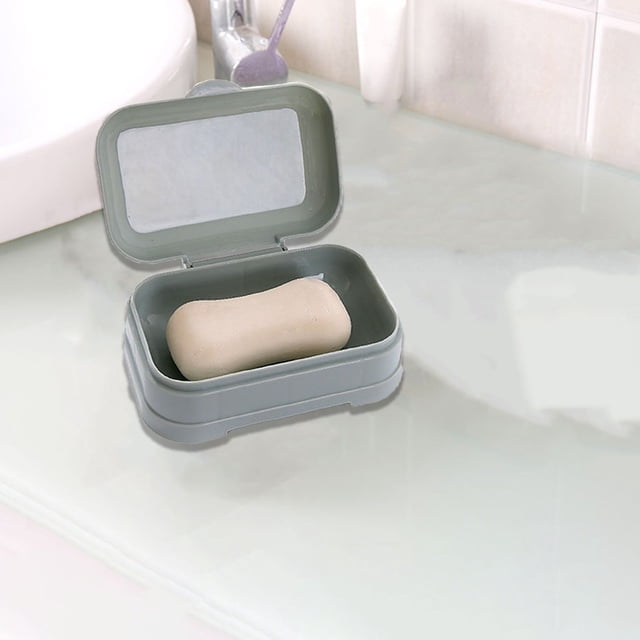 Caja de jabón para baño de fábrica directa con tapa, drenaje conectado, impresión europea, jabonera verde