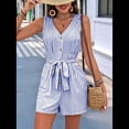 thumbnail image 4 of Mono Corto para Mujer, Informal, con Bolsillos en V, , Sin Mangas, Color Azul Neblina, Talla XL, 4 of 10