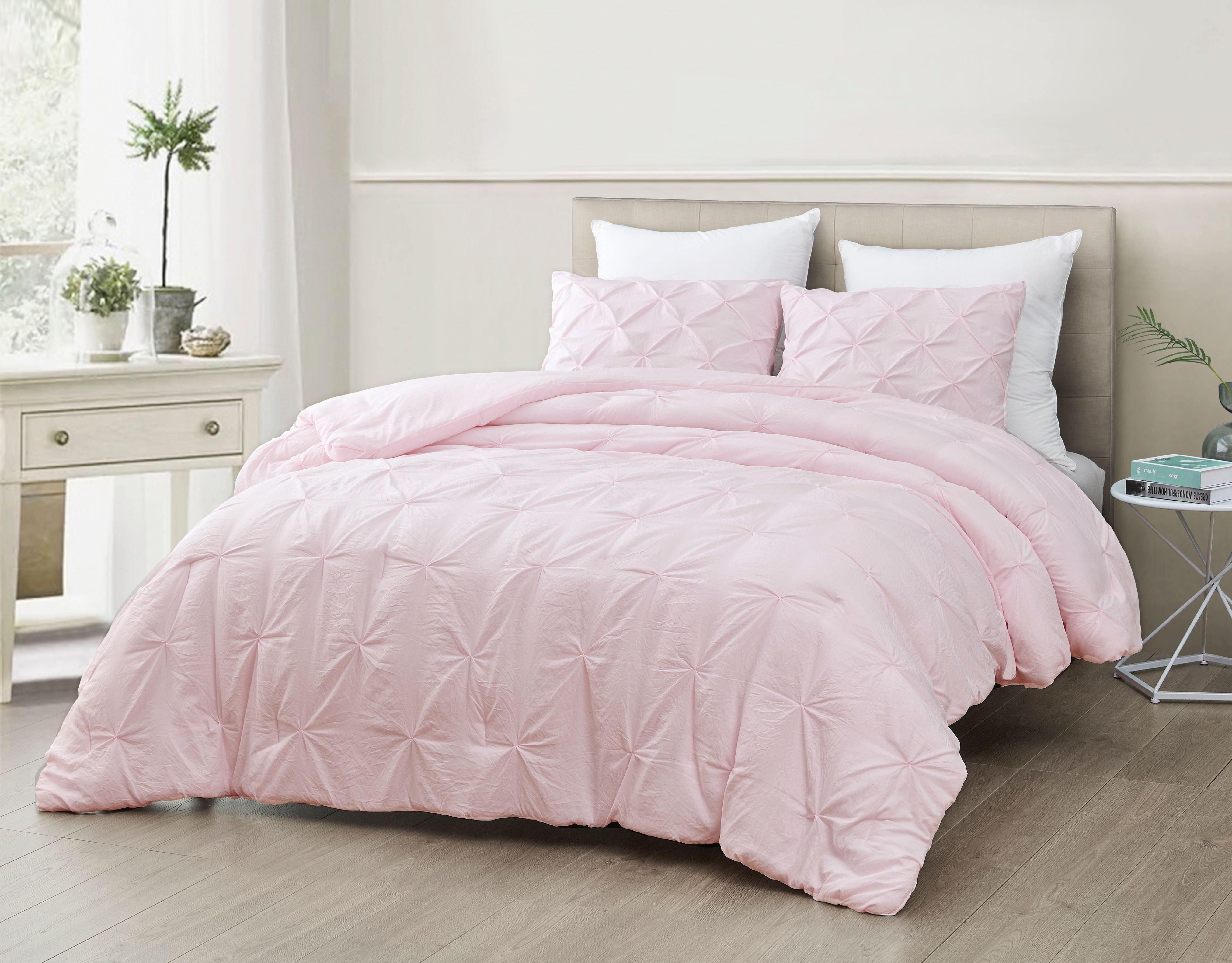 Mari 3pc Comforter Set Stonewashed Pinch Pleat Bed Cover Soft