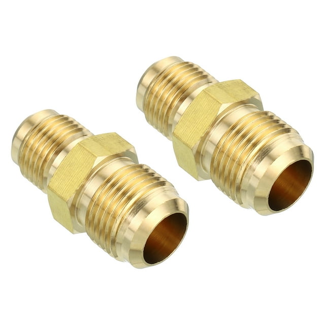 Conector de compresión de tubo de latón Uxcell, conector de tubo de rosca para plomería 3/8" Macho x 1/2" Macho 2