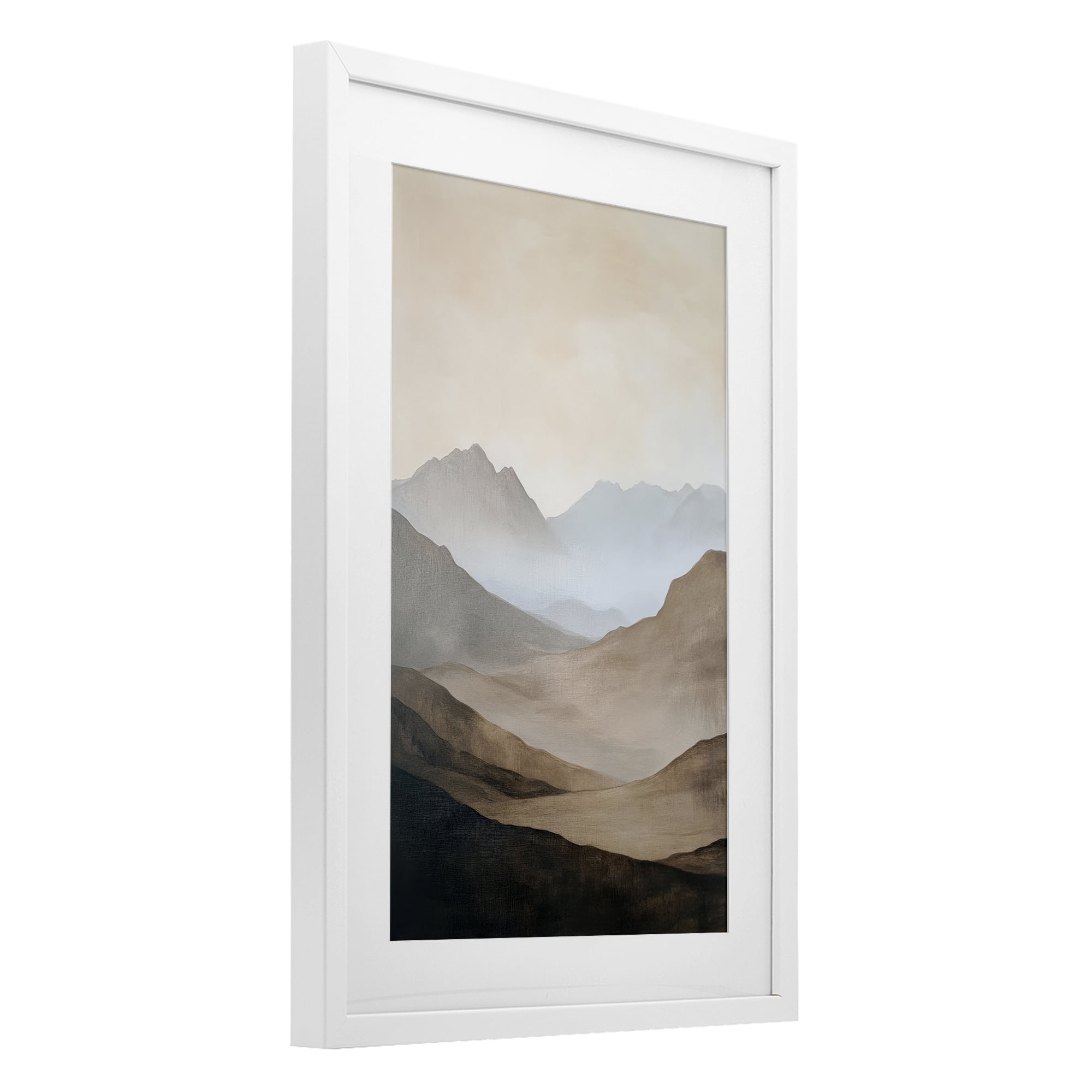 Stupell Industries Foggy Mountains Over Valley White Framed Print Under Glass, design by Petal Prints Design