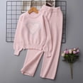 thumbnail image 4 of Oiangi Girls Fall Clothes Outfits Lounge Knit Sets Crewneck Sweater and Pant for Cold Weather Pink 5-6Years, 4 of 8