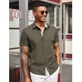 thumbnail image 3 of COOFANDY Cooling Shirts for Men Untucked Shirts Casual Short Sleeve Button Down Summer, 3 of 6