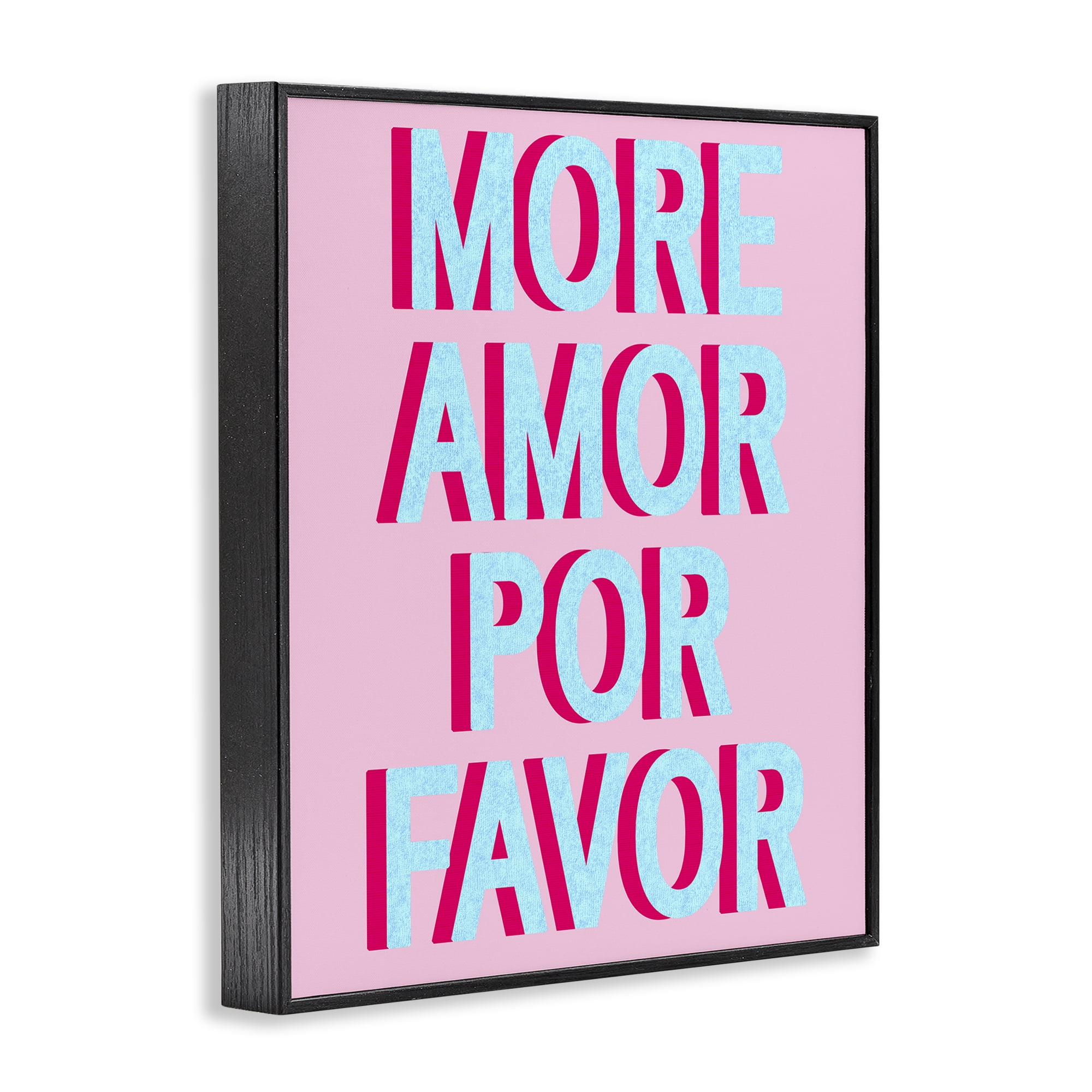 Stupell Industries More Amor Phrase Typography Painting Black Framed Art Print Wall Art, 24 x 30