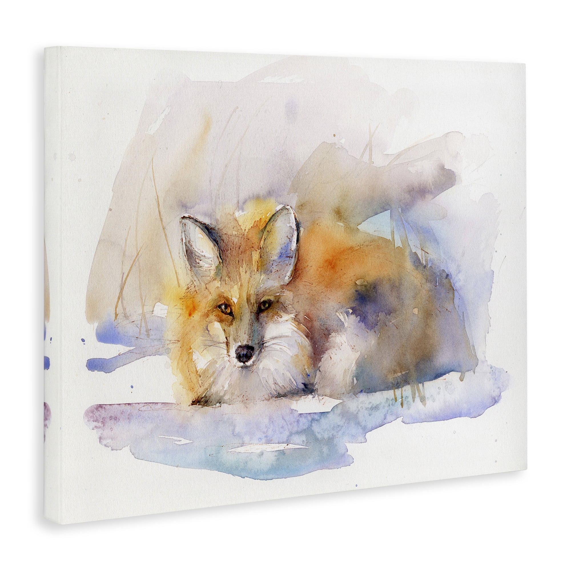 Stupell Industries Fox Sleeping in Snow Animals & Insects Painting Gallery Wrapped Canvas Art Print Wall Art, 40 x 30