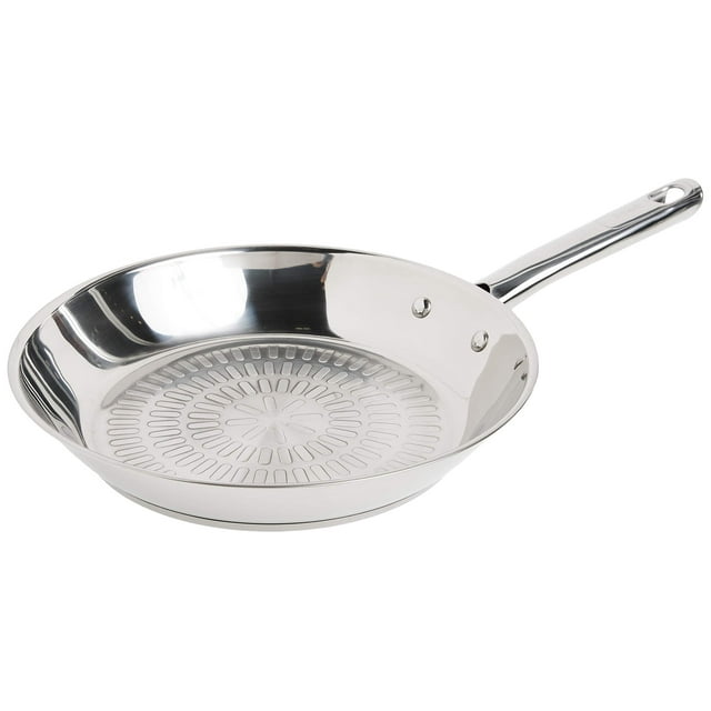Sartén de acero inoxidable para horno de 10.5 pulgadas apto para cocina de 500 F ollas y sartenes apto para lavaplatos plateado