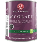 Pratt & Lambert Accolade Premium 100% Acrylic Paint & Primer Satin Interior Wall Paint, Pastel Base, 1 Qt.