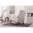 thumbnail image 3 of Nursery Rocking Chair, Modern Upholstered Glider Rocker Chair with Wing Back & Side Pocket, Accent Chair with Rubber Wood Legs for Living Room Reading Room Lounge, Weight Capacity 300 LBS, Beige, 3 of 7