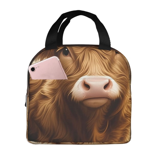 Fotbe Adorable Calf Butterflies Champagne Bolsa Térmica con Estampado y Forro de Aluminio Grueso Bolsa de Almuerzo con Bolsillo Frontal para Hombres y Mujeres, Ideal para Trabajo, Escuela