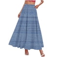 thumbnail image 4 of Qulqfy Womens Summer Maxi A-Line Peasant Long Skirts 100%Cotton Plus Size High Waisted Flowy with Pockets Drawstring Blue Skirts for Women L, 4 of 5
