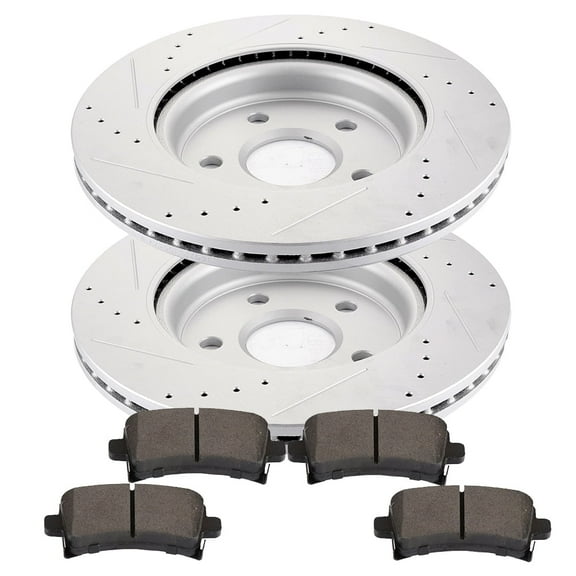 ECCPP 2X Brake Discs Rotors 4X Ceramic Brake Pads For Cadillac XTS 2013-2017 Rear Drilled