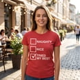 thumbnail image 5 of Womens Naughty List Nice List Tried My Best Funny Saying Santa Christmas T shirt Womens Graphic Tees, 5 of 9
