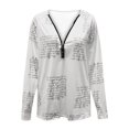 thumbnail image 4 of Blusa informal con estampado de cuello en V y manga larga con cremallera a la moda para mujer Pompotops  gfhjh11447, 4 of 5
