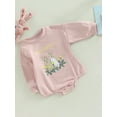thumbnail image 3 of Mialoley Barboteuse Printemps pour Bébés Garçons Filles, Manches Longues Col Rond Imprimé Lettre Bunny, 3 of 9