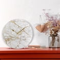 thumbnail image 6 of GZHJMY Round Digital Clock Marble with Golden Texture Creative Decorative Quiet Not Ticking Clock,Bedroom Living Room Bathroom Kitchen Office Wall Ornament (Black 10x10In), 6 of 7