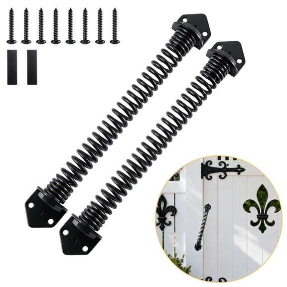 WellMade 11 in. Self-Closing Gate Spring, Heavy-Duty Adjustable Tension, Black Anti-Rust Steel, 2 pack, for Outdoor Wooden & Vinyl Fence Gates