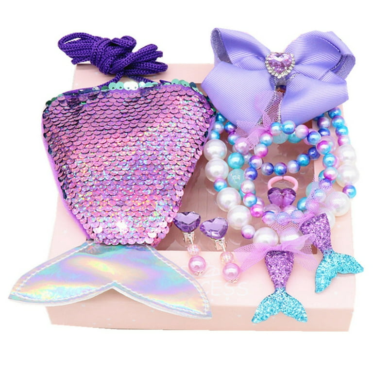 BeAndge Little Girl Jewelry for Girls 4-6 6-8, Kids Mermaid Necklaces  Bracelets Play Rings, Costume Jewelry Set Dress Up Necklace Sets, Princess  Toys
