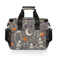 thumbnail image 7 of FORMRS Insulated Cooler Bag 24 Cans Capacity Soft Leakproof Lunch Box with Side Pockets, Gray Halloween Skeleton, 7 of 7