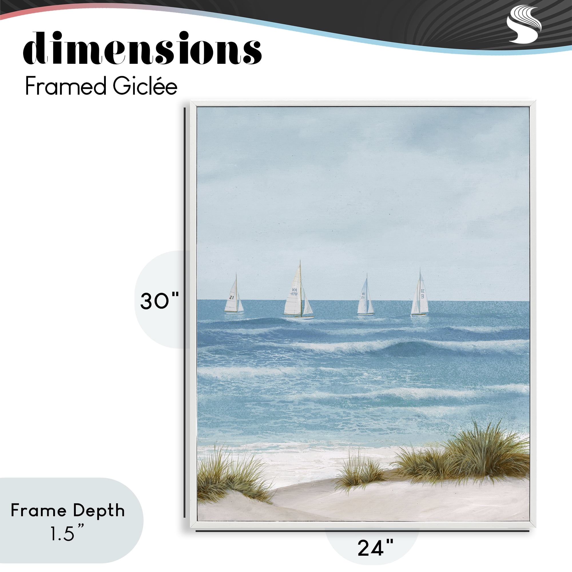 Stupell Industries Boats Sailing Away White Framed Giclee Art, design by Lorenzo Collective
