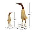 thumbnail image 3 of 17", 11"H Brown Bamboo Wood Duck Sculpture, by DecMode (2 Count), 3 of 11