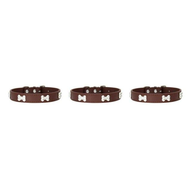 Guardoinrt Comfortable Wear In Multiple Sizes With Stylish PU Multiple Sizes Available PU Cat Collar coffee 1.5*37cm 3Set